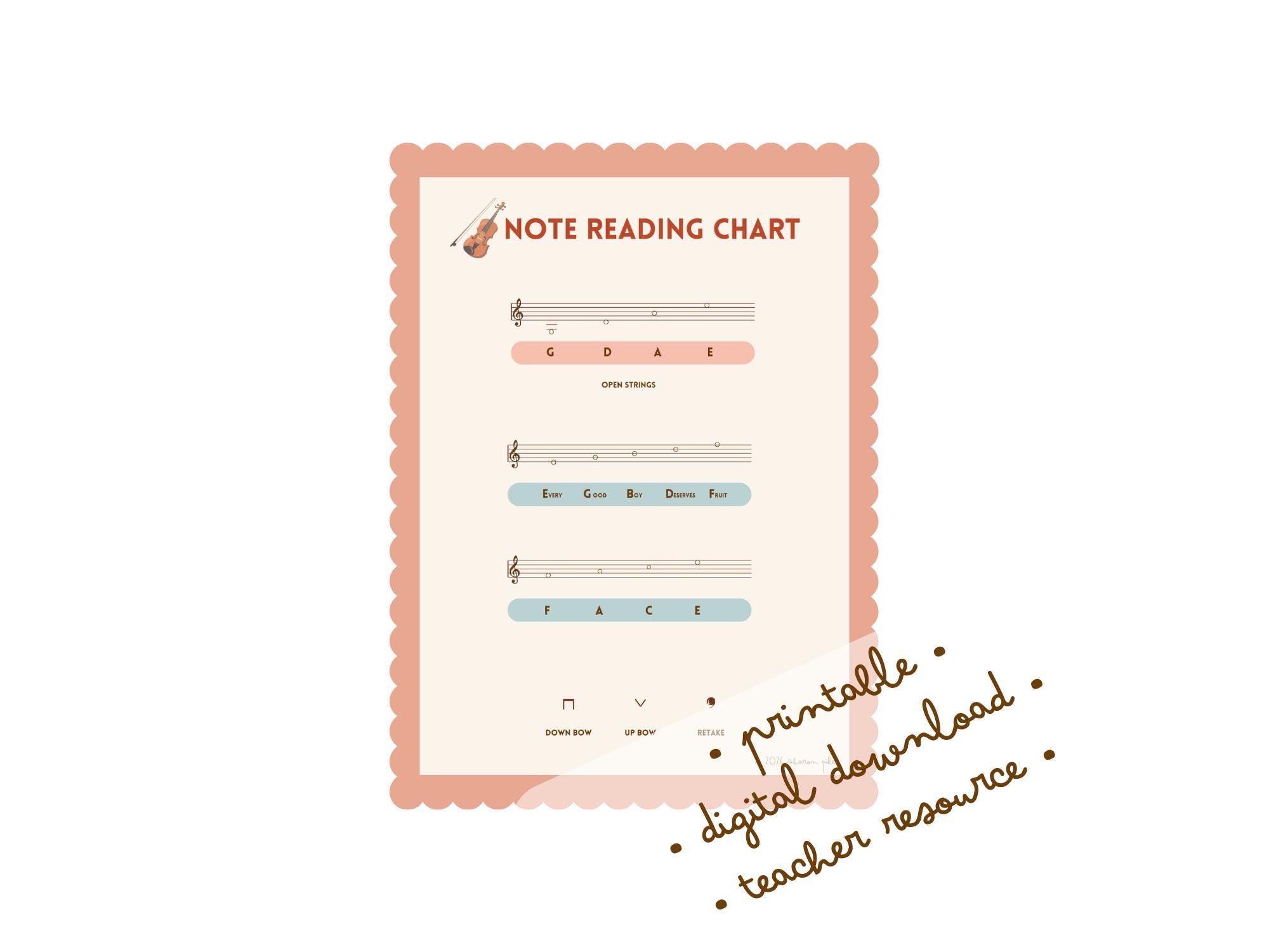 Violin Note Reading Chart for Beginners Printable | Learn Violin Notes ...