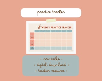 Violin Weekly Practice Tracker PDF | Printable Practice Log for Students & Musicians | Music Practice Planner | Instant Download