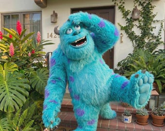 Blue Monster Mascot Costume, Sulley Cosplay Adult Furry Halloween Suit