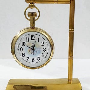 Vintage Brass Nautical Table Clock, Silent Quartz Movement, Desk Decor (5 x 11 cm)