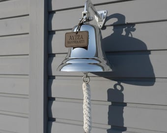 Campanello da nave personalizzato in ottone massiccio – Campanello nautico da appendere alla porta, fatto a mano / Regalo personalizzato con incisione