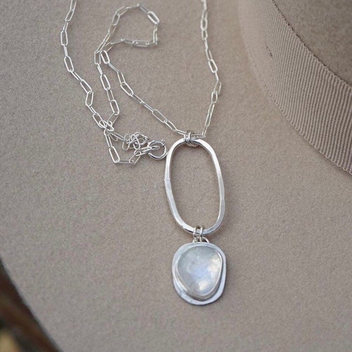 Grey Moonstone Beaded Necklace Gemstone Necklace Labradorite Etsy
