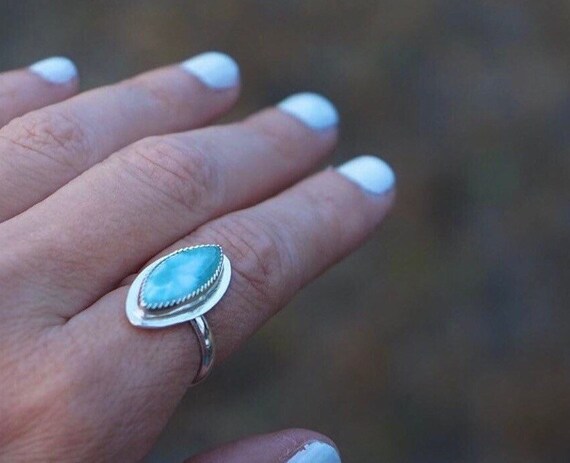 Larimar Ring 925 Sterling Silver Ring Handmade Ring Boho Ring All Size AK-23 Larimar Ring 925 Sterling Silver Ring Handmade Ring Boho Ring All Size AK-23