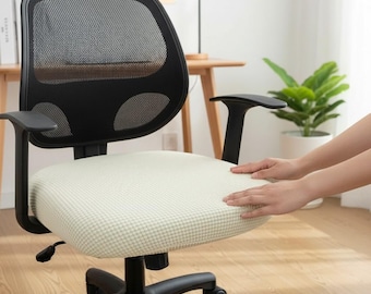Funda elástica de jacquard para asiento de silla de oficina – Ajuste universal, antipolvo, textura moderna