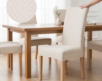 Funda para silla de comedor, funda de spandex texturizada, protector de asiento elástico y lavable.