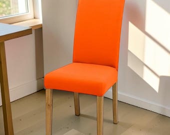 Capa elástica para cadeira de jantar, protetor de assento em spandex tricotado, decoração minimalista e aconchegante para casa.