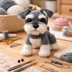 Schnauzer-Hundemuster häkeln | Amigurumi Welpe PDF-Tutorial