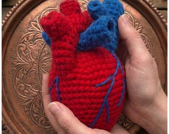 Schema per realizzare un cuore anatomico all'uncinetto (tutorial in PDF)