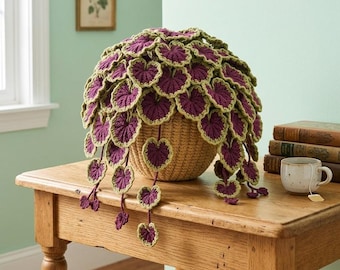 Pianta amigurumi a forma di cuore viola – Schema all'uncinetto (PDF)