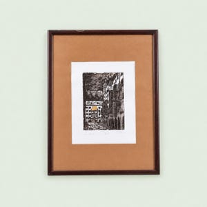 Innsbruck, originalsignerad gravyr, Goldenes Dachl med bladguld, 1900-talet