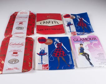 Set of 6 Vintage Nylon Stockings and Tights – 1950s, 1960s & 1980s Women’s Hosiery