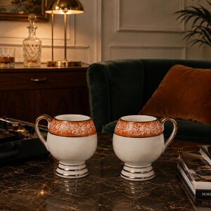 Rara coppia di tazze anni '30 in ceramica artistica Carraresi - Sesto Fiorentino