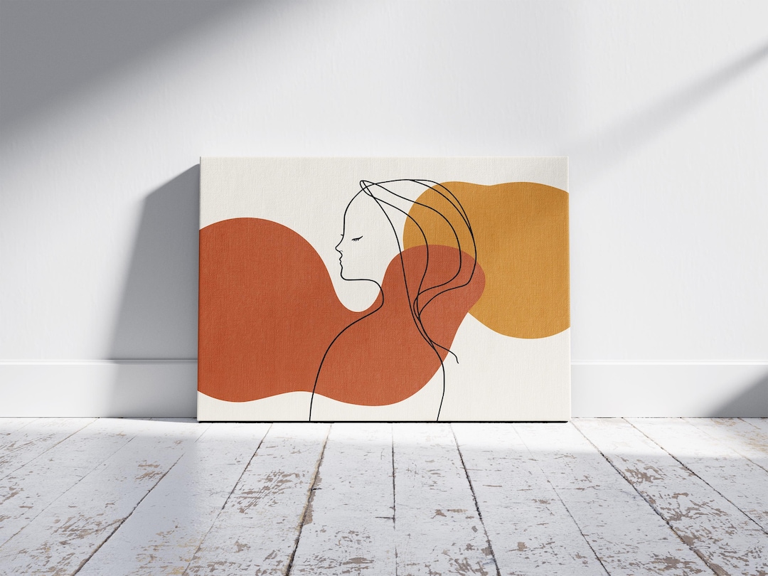 Minimalist Woman Line Art Print, Abstract Boho Wall Decor, Terracotta ...
