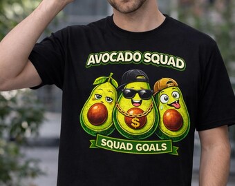 Funny Avocado Shirt, Avocado Squad Tee, Cute Kawaii Avocado T-Shirt, Squad Goals Shirt, Funny Food Shirt, Gift for Friends