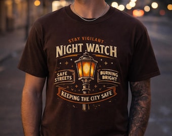 Night Watch T-Shirt, Vintage Lantern Tee, Dark Aesthetic Shirt, Street Light Graphic Tee, Urban Night Shirt, Unisex Streetwear Gift