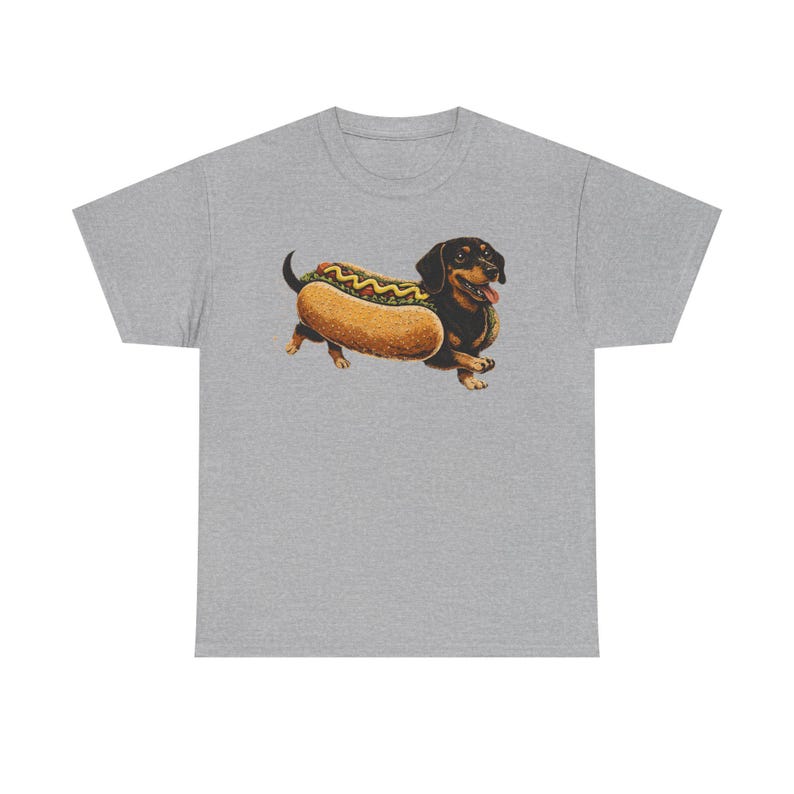 Dachshund Hot Dog Shirt Funny Wiener Dog Tee Cute Sausage Dog Graphic Funny Dog Lover Gift Food Pun T-Shirt image 3