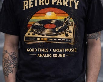 Retro Vinyl T-Shirt, Vintage Record Player Tee, Analog Music Shirt, 80s 90s Aesthetic, Gift for Music Lovers