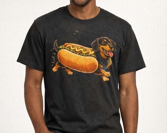 Dachshund Hot Dog Shirt Funny Wiener Dog Tee Cute Sausage Dog Graphic Funny Dog Lover Gift Food Pun T-Shirt