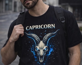 Capricorn Skull T-Shirt | Cold Mind Zodiac Tee | Gothic Astrology Shirt | Dark Aesthetic Graphic Tee | Unisex Streetwear