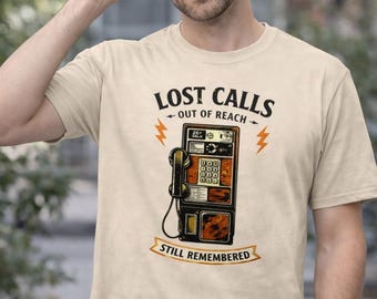 Vintage Payphone T-Shirt, Lost Calls Graphic Tee, Nostalgic Retro Phone Shirt, Aesthetic Streetw