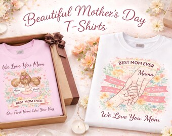 Camiseta personalizada para el Día de la Madre, Camiseta personalizada para mamá con nombres de los niños, Camiseta "La mejor mamá del mundo", Camiseta con nombres personalizados, Camiseta floral para mamá, Día de la Madre PNG