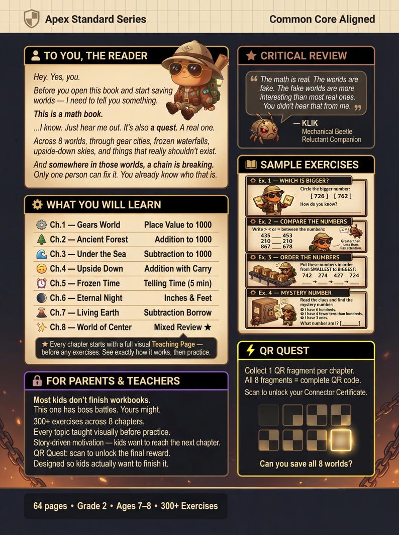 School Math Rpg Math Workbook Grade 2 - Visual Block World RPG Quest for Reluctant ...