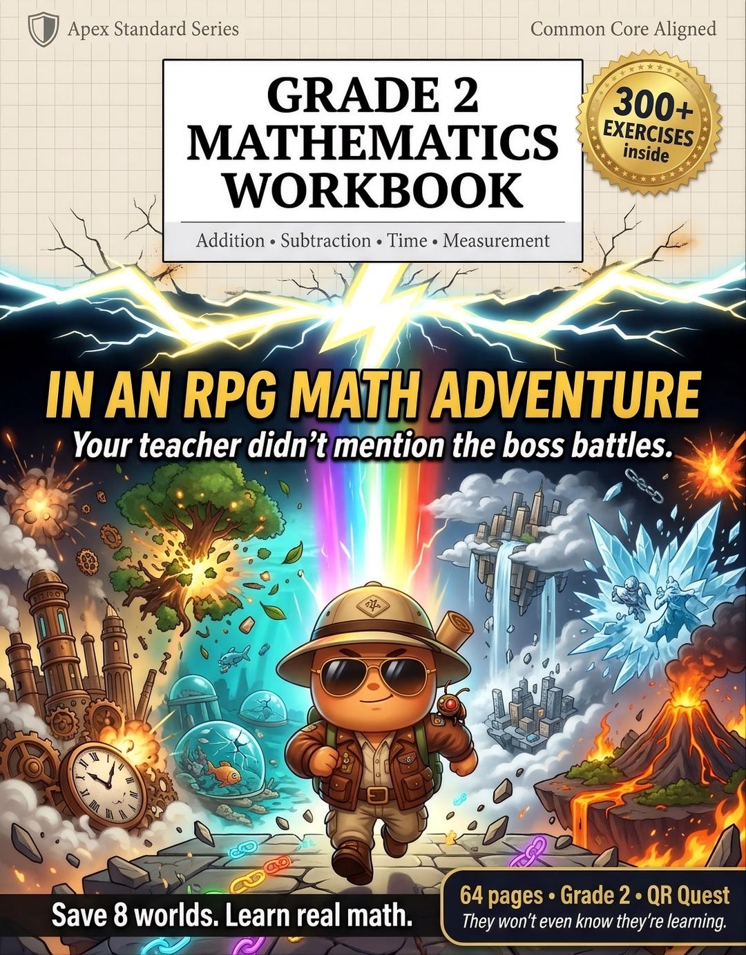 School Math Rpg Math Workbook Grade 2 - Visual Block World RPG Quest for Reluctant ...