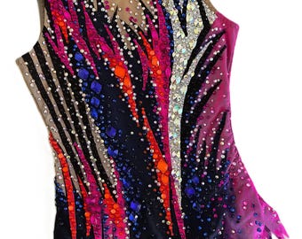 Custom Rhythmic Gymnastics Leotard, Competition Costume, Rhinestone Made-to-Measure Leo