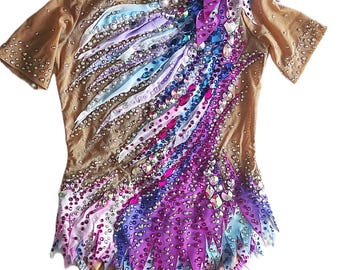 Custom Rhythmic Gymnastics Leotard, Competition Costume, Rhinestone Made-to-Measure Leo