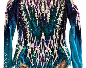 Maillot de gimnasia rítmica personalizado, traje de competición, maillot a medida con pedrería.