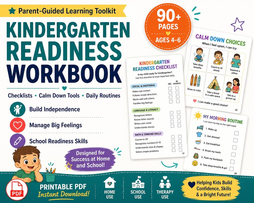 Kindergarten Readiness Printable Workbook – Preschool Learning ...