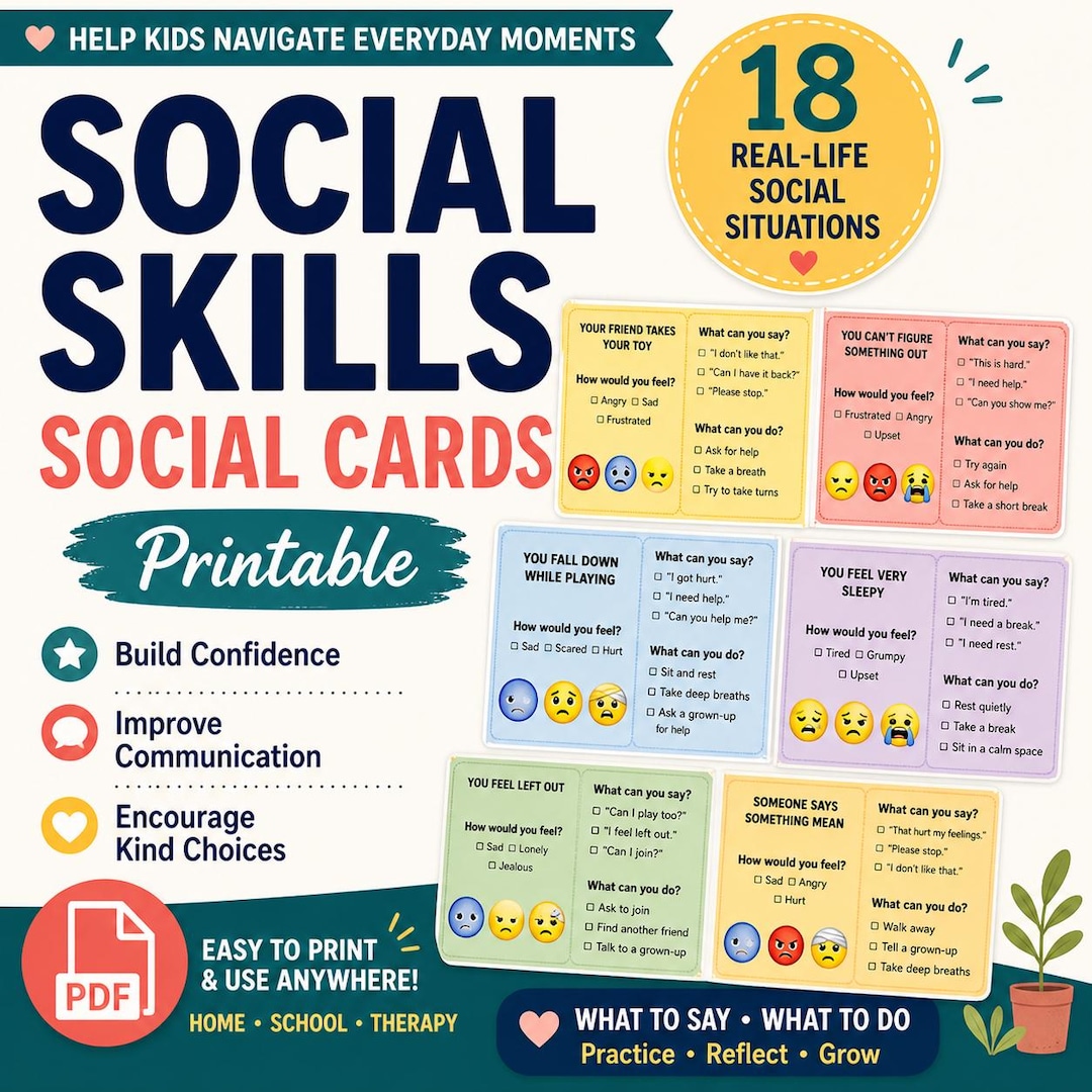 Social Skills Scenario Cards for Kids | Emotional Regulation, Behavior ...