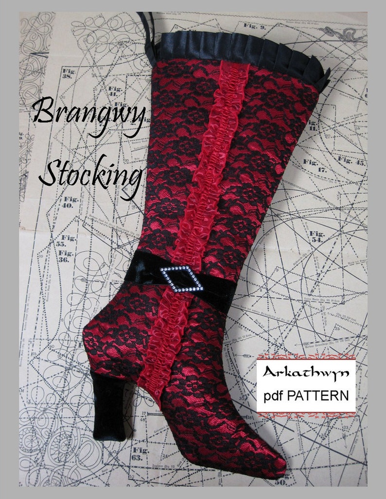 Christmas Stocking Pattern PDF Elegant High Heel Boot...Brangwy