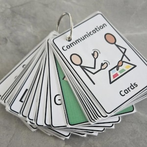 Large set of visual communication flash cards