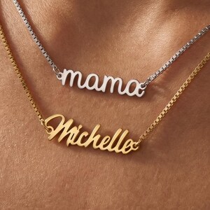 Namenskette nach Wunsch, Gold/Silber, personalisierter Schmuck mit Schreibschriftnamen, Mama-Kette, zarte, mehrlagige Kette – das perfekte Geschenk für Sie