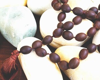 Lotus Seed Mala Beads for Yoga & Meditation - 108 beads, Knotted - Matte Brown