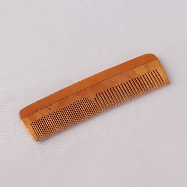 Handcrafted Neem Wood Comb - Anti Dandruff, Non-Static and Eco-friendly- Great for Scalp and Hair health -7" Coarse-Fine Combo toothed