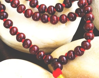 Rosewood Mala Beads, Prayer Beads - 108 beads knotted