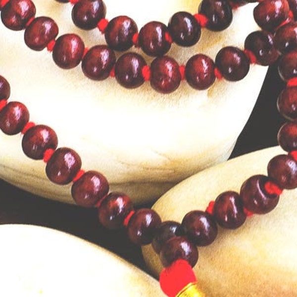 Rosewood Mala Beads, Prayer Beads - 108 beads knotted