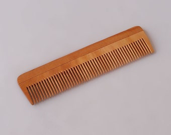 Handcrafted Neem Wood Comb - Anti Dandruff, Non-Static and Eco-friendly- Great for Scalp and Hair health -7" Fine toothed