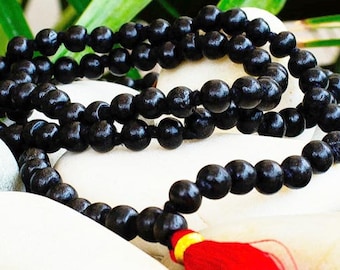 Ebony Mala Beads - Black 108 knotted beads