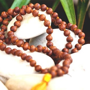 Sandalwood Mala Beads for Meditation 108 well Knoted image 2