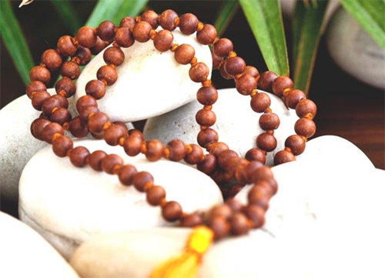 Sandalwood Mala Beads for Meditation 108 well Knoted image 2