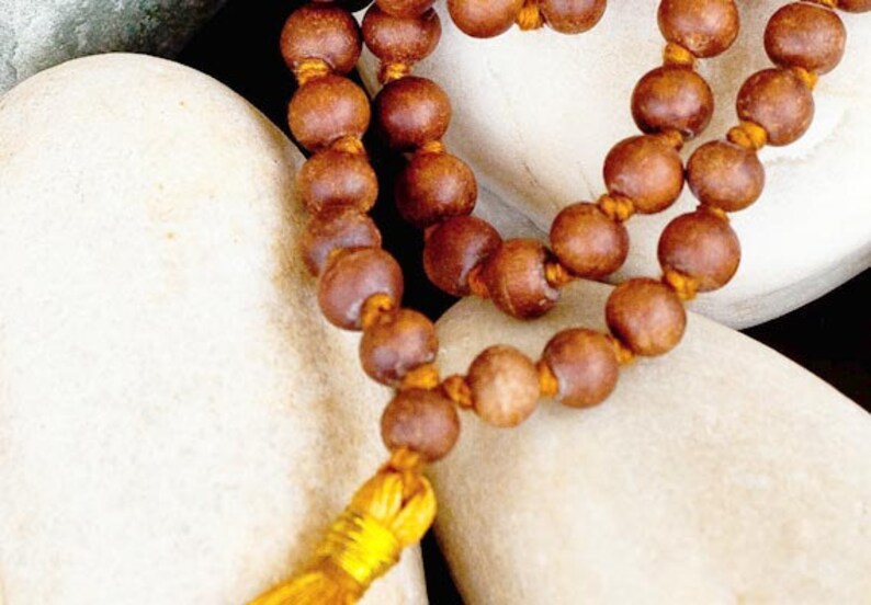 Sandalwood Mala Beads for Meditation 108 well Knoted image 1