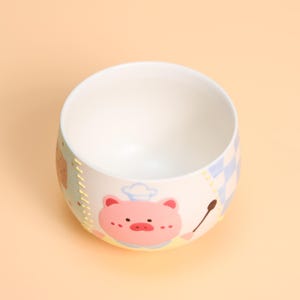 Tazza in ceramica a forma di cuore rosa, fatta a mano con patchwork a quadretti blu, graziosa decorazione per torta di ciliegie, tazza da tè in ceramica dipinta a mano, regalo estetico per lei