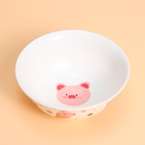 Tigela de cerâmica Kawaii em formato de porco, pintada à mão, para festas, com tema de porquinho chef, ideal para café da manhã, estilo patchwork, perfeita para sopas. Presente ideal para amantes de animais e para quem está de casa nova.