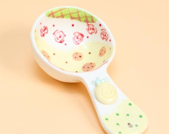Sculpture de bonbons 3D en céramique Cuillères à grains Mignonnes peintes à la main Cuillères à café en cadeau de pendaison de crémaillère Cuillères à soupe uniques Cuillères à sucre kawaii