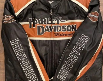 Chaqueta de cuero clásica Harley Davidson, chaqueta de motociclista de piel de vaca auténtica