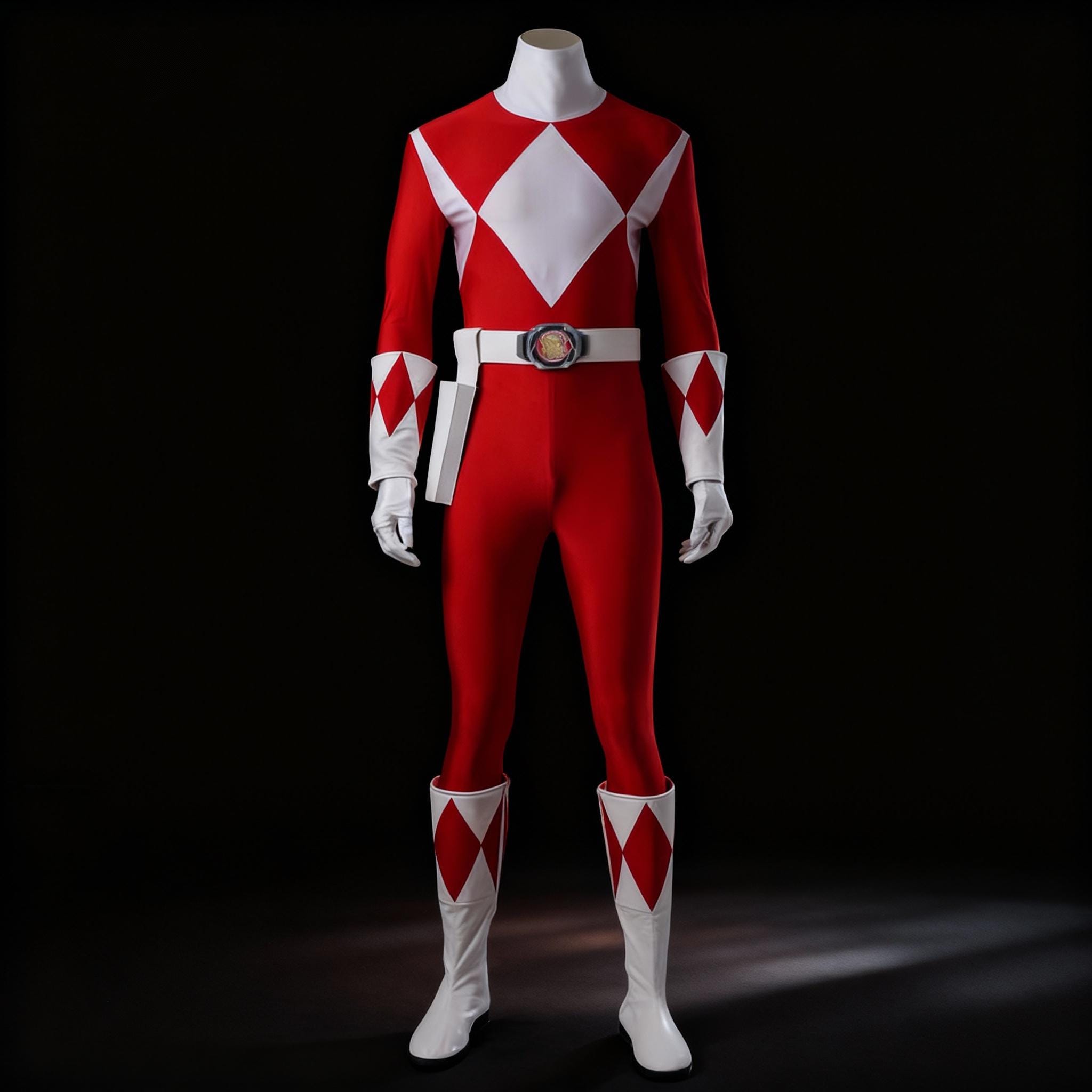 Red Ranger Cosplay Costume – Mighty Morphin Power Suit, Synthetic ...