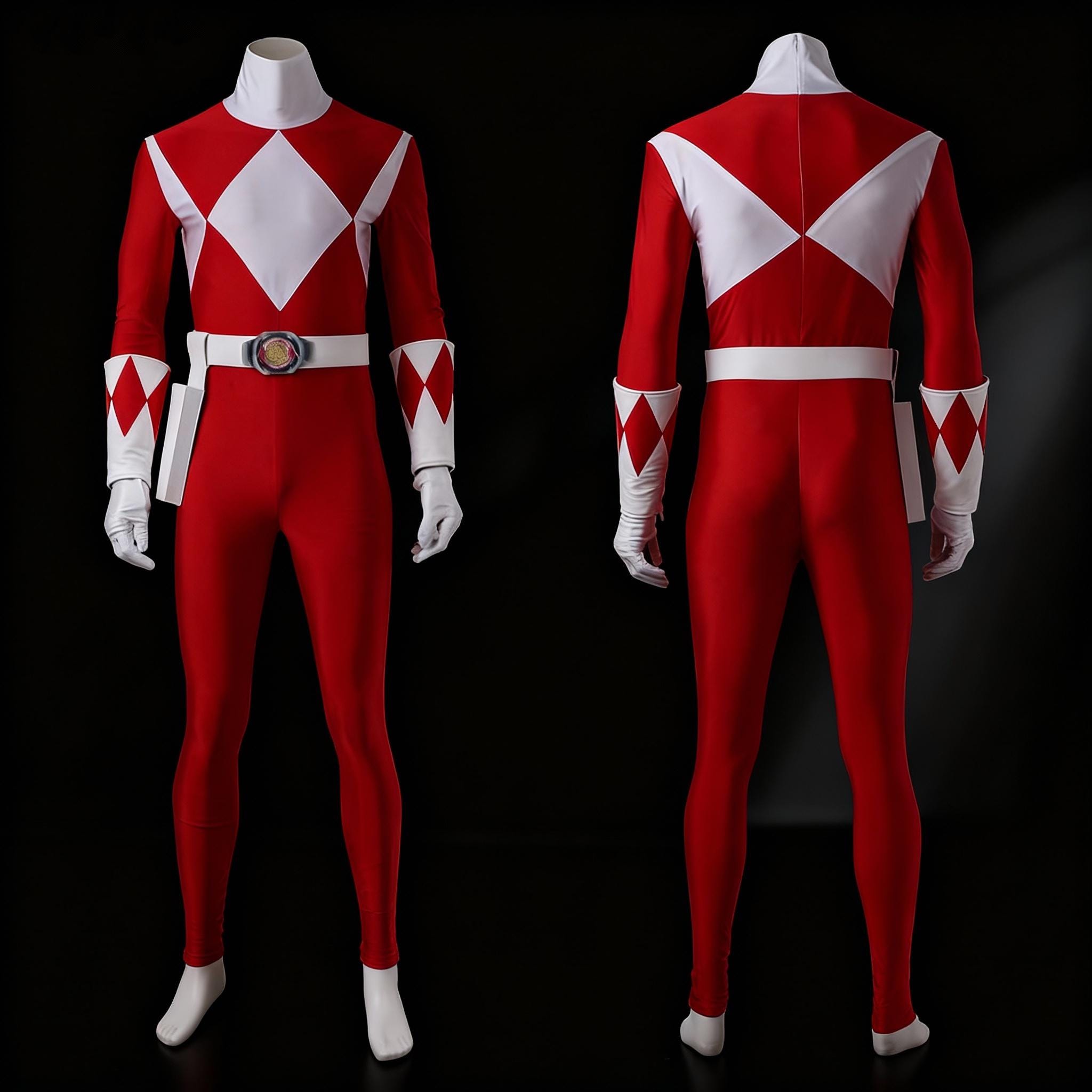 Red Ranger Cosplay Costume – Mighty Morphin Power Suit, Synthetic ...